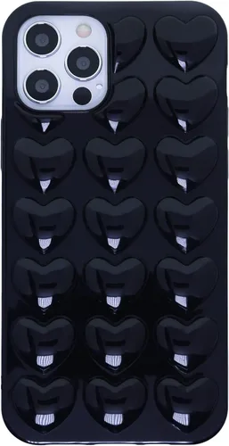 Vista 10 de Funda para iPhone 11 para mujer, funda de gel Kawaii 3D Pop Bubble Heart Kawaii, linda funda para iPhone 11 de 6.1 pulgadas, color negro