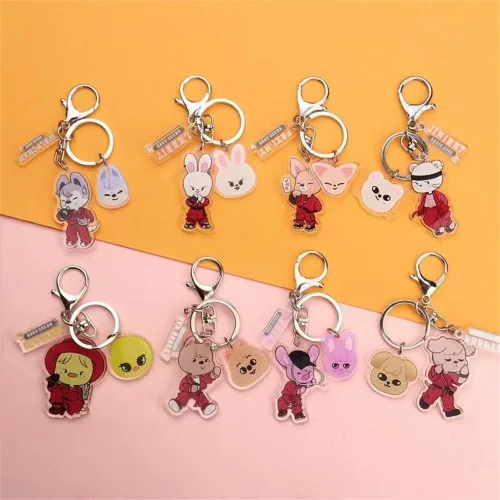 Vista 3 de KPOP Stray Kids Merch SKZOO Llavero colgante para niños callejeros acrílico llavero llavero HAN HYUNJIN Felix Accesorios