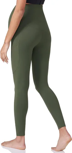 Vista 5 de POSHDIVAH Leggings de entrenamiento de maternidad para mujer sobre el vientre, pantalones de yoga con bolsillos, ropa deportiva suave, pantalones