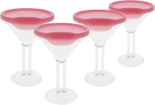 Vista 15 de LipLidz - Vasos de Martini reutilizables, paquete de 4, vasos de plástico sin BPA de doble tallo de 10 onzas con tapa, hechas en Estados Unidos
