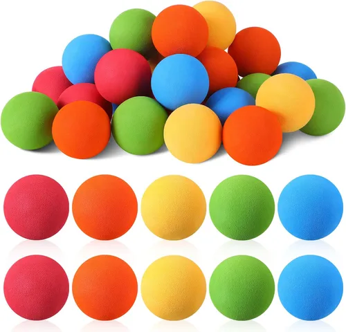 Vista 8 de Syhood 24 pelotas de hockey sobre la rodilla para niños, mini pelotas de hockey de espuma suave para piso interior, mini palo, fiestas
