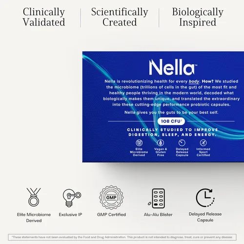 Vista 7 de Nella - Suplementos de salud intestinal para mujeres y hombres (30 cápsulas), probióticos potenciadores de energía para la salud digestiva, 3 cepas