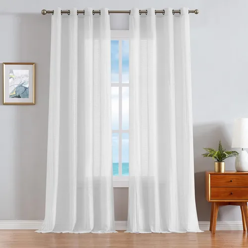 Vista 19 de Nautica - Cordelia - Cortina transparente aplastada Cortinas para ventana Cortinas ligeras Juego de 2 paneles Transparente Cabecera