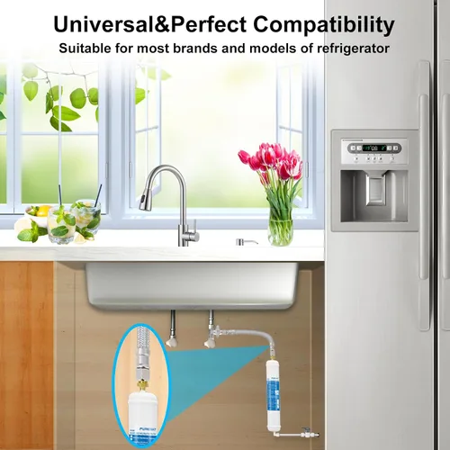 Vista 6 de Kit de filtro de agua en línea para refrigerador y máquina de hielo, repuesto de filtro de carbono de conexión de presión de 1/4 pulgadas