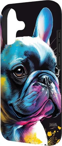 Vista 2 de French Bulldog Puppy Colorful Illustration Graphic Case for iPhone 17