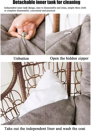 Vista 5 de Cojín colgante para silla de huevo, desmontable y lavable, cojín de repuesto para silla de columpio, cesta colgante gruesa y suave, cojín de asiento