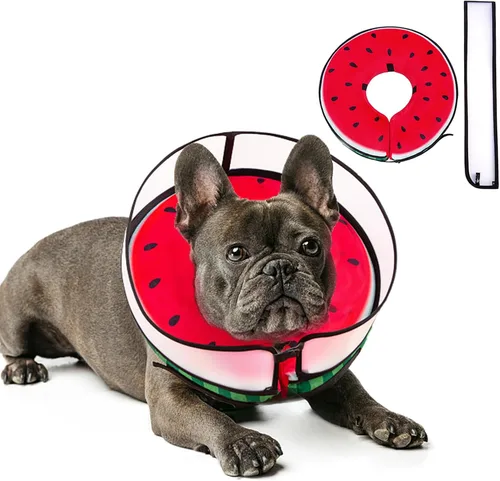 Vista 14 de Collar inflable para perro con forma de cono de perro con forma de dona de cuello suave mejorada antilamer para perros y gatos, collar de cono