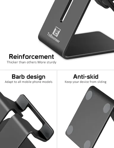 Vista 5 de Soporte para Teléfono, Soporte para Teléfono de Aluminio para iPhone 16 15 14 13 12 11 X 8 7 6 Plus 5, Tableta, Samsung, Huawei, Adecuado para Todos