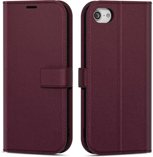 Vista 71 de oakxco Funda tipo cartera para iPhone SE 2022/2020/8/7 con soporte para tarjeta de crédito, funda magnética RFID delgada tipo libro con tapa