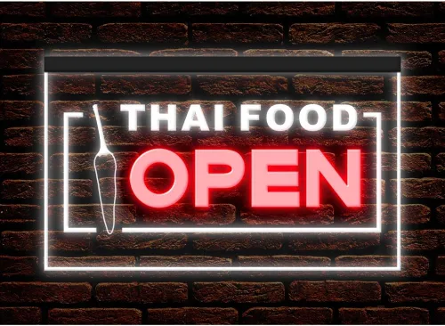 Vista 14 de 110228 Thai Food Open Thailand Restaurant Cafe Bar Display LED Light Neon Sign (16 Colors By Remote, 12" X 8")