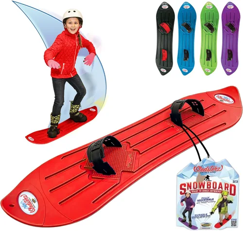Vista 8 de El original Sledsterz Geospace para niños principiantes tabla de nieve para la diversión invernal en la nieve, con fijaciones ajustables de entrada