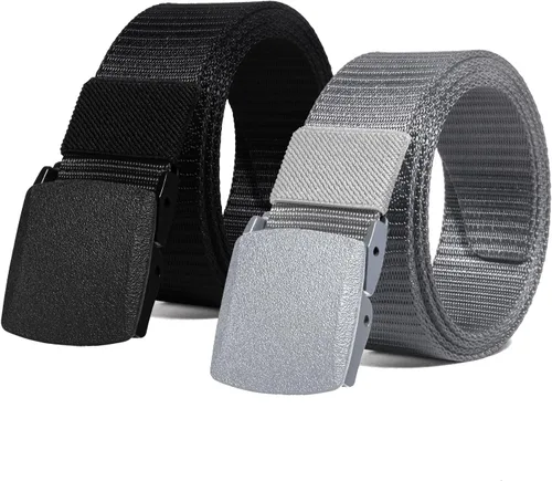 Vista 8 de ITIEZY Cinturón táctico de nylon para hombre, correa de correas al aire libre de la lona del estilo militar con la hebilla plástica