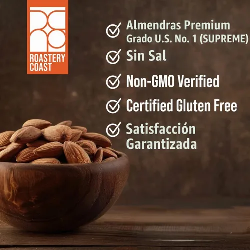 Vista 6 de Roastery Coast - Nueces diarias Almendras recién tostadas Almendras a granel 3 LB Nueces sin sal Tostadas lentamente al aire Pasteurizadas