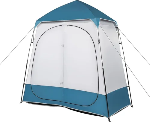 Vista 8 de Outvita Tienda de ducha de gran tamaño para 2 habitaciones, vestuario desplegable para exteriores, refugio de privacidad extra ancho instantáneo