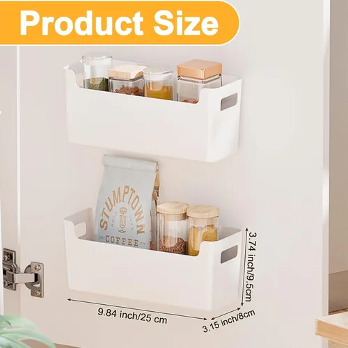 Vista 2 de 2 piezas Organizador para puerta de gabinete de cocina, almacenamiento adhesivo en la puerta interior del gabinete, estante de almacenamiento debajo