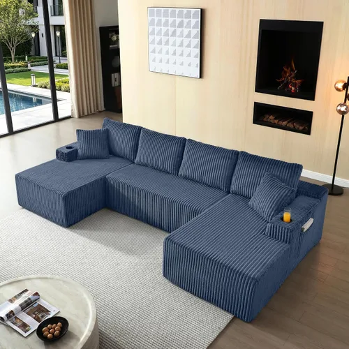 Vista 13 de Sofá seccional Cloud de 108 pulgadas, sofá seccional modular moderno con asiento profundo, sofás de pana sin estructura con chaise en forma de L