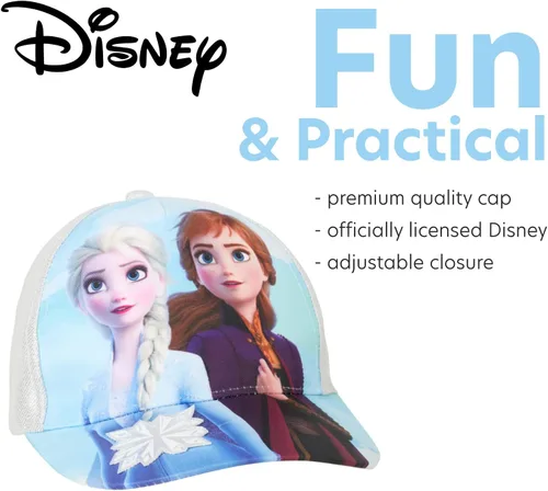Vista 3 de Disney Girls' Frozen Baseball Cap - Princess Elsa and Anna Curved Brim Strap Back Hat (2T-7)