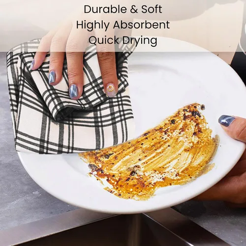 Vista 6 de Cotton Clinic Paquete de 5 toallas de cocina surtidas – Telas suaves absorbentes de secado rápido para mesa y cocina - Toallas de cocina, paños