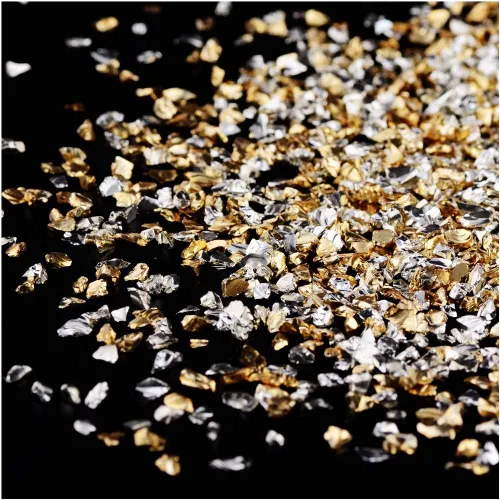 Vista 23 de Brillantinas metálicas irregulares de vidrio triturado, espolvorea con purpurina gruesa, dorado, 3.53 oz, 5/64 – 5/32 pulgadas, para manualidades
