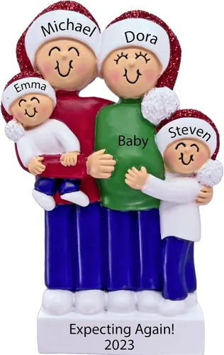 Vista 9 de Adorno de Navidad para bebé en espera personalizado 2025 – Adorno personalizado para anuncio de embarazo, recuerdo para la familia, decoración