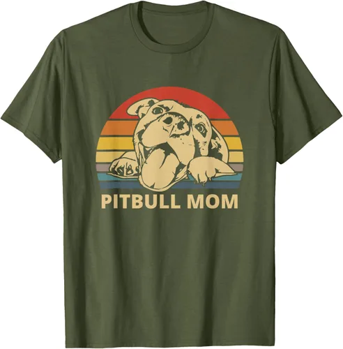 Vista 5 de Vintage Pitbull Mom Happy smiling Pitbull Mom on Sunset T-Shirt, Negro