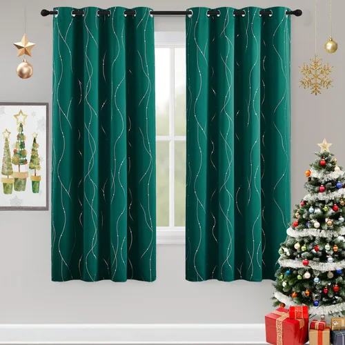 Vista 14 de StangH Foil Print Wave Line Cortinas opacas de línea ondulada