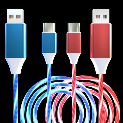 Vista 13 de Paquete de 2 cables de carga LED USB C, cable de carga tipo C, cargador USB C rápido compatible con Samsung Galaxy S21 S20 S10 S9 S8 Note 20, LG V30