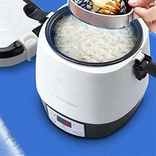 Vista 2 de Pequeña olla arrocera,Vaporizador de alimentos múltiples,Cocina de arroz portátil de viaje,Adecuado para sopa, arroz, gachas de avena