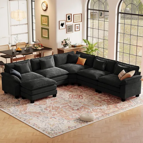 Vista 74 de CDCASA Silla de acento de gran tamaño de 50'' con otomana Asiento extra ancho y profundo estilo sofá nube para sala de estar, dormitorio, rincón