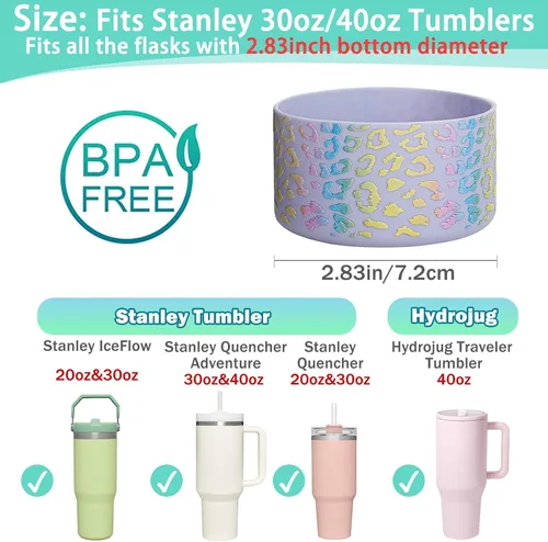 Vista 2 de WK IEASON 2 Piezas Protector de Base Tipo Bota para Vaso Stanley Quencher Adventure 40oz y Stanley IceFlow 20oz 30oz y Compatible con Botella de 3D