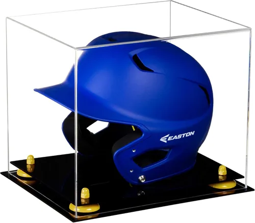 Vista 72 de Better Display Cases Vitrina acrílica para casco de bateo de béisbol con espejo, elevadores rosados, montaje en pared y base de espejo (V22/A012)