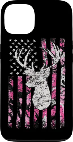 Vista 7 de Pink Camo American Flag Deer Hunter Women's Hunting Case for iPhone 17
