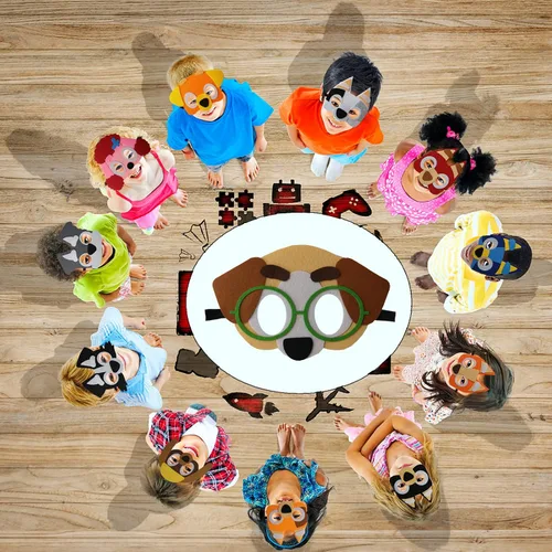 Vista 5 de YALARY 24 Paquetes Máscaras de Fieltro Azules de Cachorro Perro para Niños, Suministros de Fiesta Temática de Cachorro Perro Favores de Fiesta