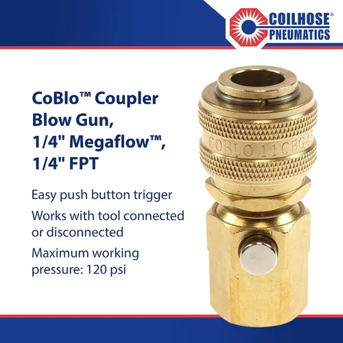 Vista 2 de Coilhose CoBlo Acoplador Pistola Sopladora (11CBG4F 1/4" Megaflow™, 1/4" FPT)