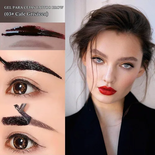 Vista 2 de 2 piezas de gel de cejas tipo tatuaje, tinte elegante natural, gel de cejas de larga duración, impermeable, tatuaje de cejas, tinte de cejas