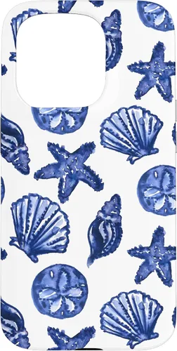 Vista 14 de Funda azul para iPhone 16, diseño de conchas marinas náuticas para nieta costera