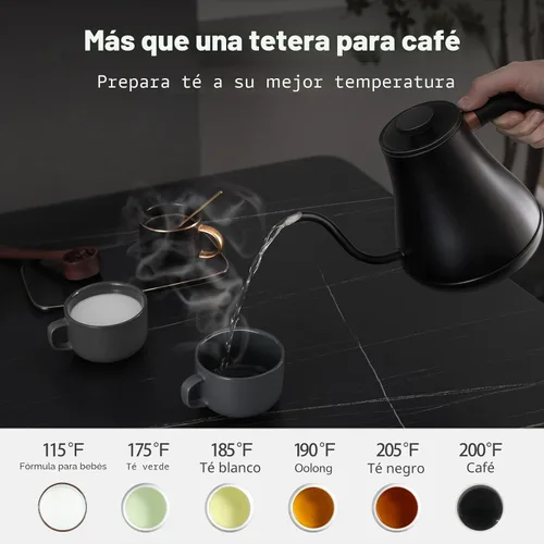 Vista 4 de Mecity Hervidor eléctrico de cuello de cisne para verter sobre hervidor de ± 1 ℉, control de temperatura, caldera de agua de calentamiento rápido