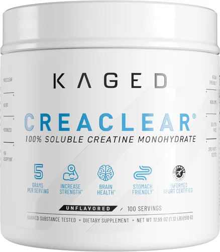 Vista 9 de Kaged CreaClear Creatine Monohydrate Powder Mezcla transparente y se disuelve completamente, sin grano Creatina micronizada premium para fuerza