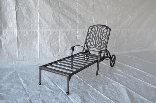 Vista 5 de Elizabeth - Juego de tumbonas para patio al aire libre, 3 piezas, bronce oscuro, aluminio fundido (sésamo)