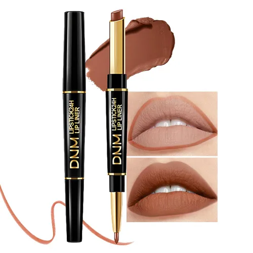 Vista 14 de evpct Juego de 1 lápiz labial y delineador de labios rojo rubí para mujer, kit mate con delineador de labios, manchas de labios duraderas