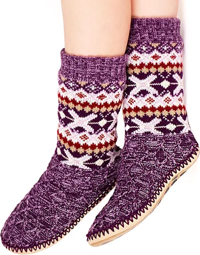 Vista 2 de Calcetines de punto grueso para mujer, forro polar sherpa, suela de agarre antideslizante suave, regalos acogedores para ella
