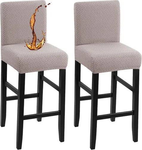 Vista 13 de YISUN - Fundas para taburete de bar, mezcla de forro polar elástico y poliéster, lavables y removibles, para taburete de bar y silla alta, con Beige