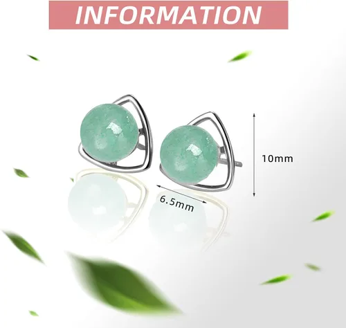 Vista 30 de Jade Earrings Studs,Green Jade Earrings for Women,925 Sterling Silver Earrings Studs for Sensitive Ears,Handmade Jade Earrings for Birthday