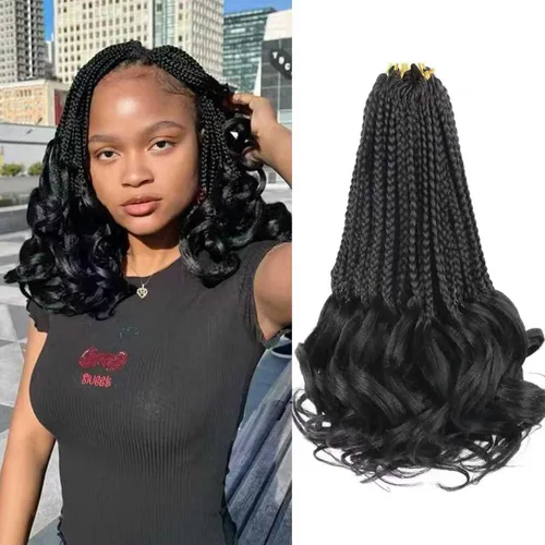 Vista 79 de Cabello para Trenzas Rizo Francés Color 1 Trenzas de Ganchillo Rizo Francés 10 Pulgadas Trenzas de Caja Cabello de Ganchillo para Mujeres y Niños