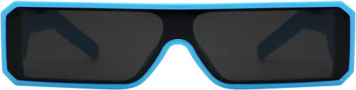 Vista 3 de TYA Gafas de sol pequeñas para mujeres y hombres, futuristas alienígenas, color negro, lentes de sol rectangulares con marco brillante de los años