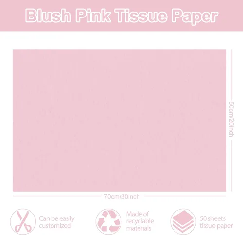 Vista 2 de Whaline Papel de seda rosa rubor de 20 x 30 pulgadas, papel de regalo para manualidades, boda, fiesta de cumpleaños, suministros de embalaje, 50