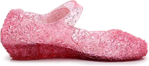 Vista 3 de Dongni Disfraces de princesa, zapatos planos de gelatina, sandalias de disfraces para fiestas de cumpleaños para niñas pequeñas, inspiradas