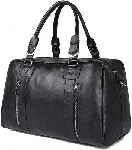 Vista 2 de Vintage aceite cera cuero viaje Duffel 15 "portátil hombro bolsa de fin de semana deportes durante la noche equipaje Tote bolso gimnasio bolsa