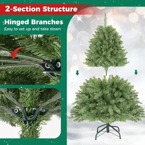 Vista 7 de HAPPYGRILL Árbol de Navidad artificial de 4 pies, árbol de Navidad sin Verde