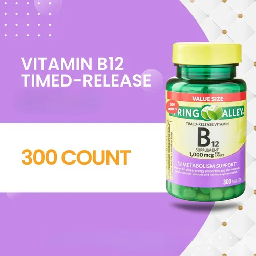 Vista 3 de Vitamina B12 Spriing Vallley Comprimidos de liberación temporal Suplemento dietético 1,000 Mcg, 300